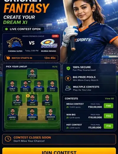 Come (come game) fantasy cricket & matchday visual 3